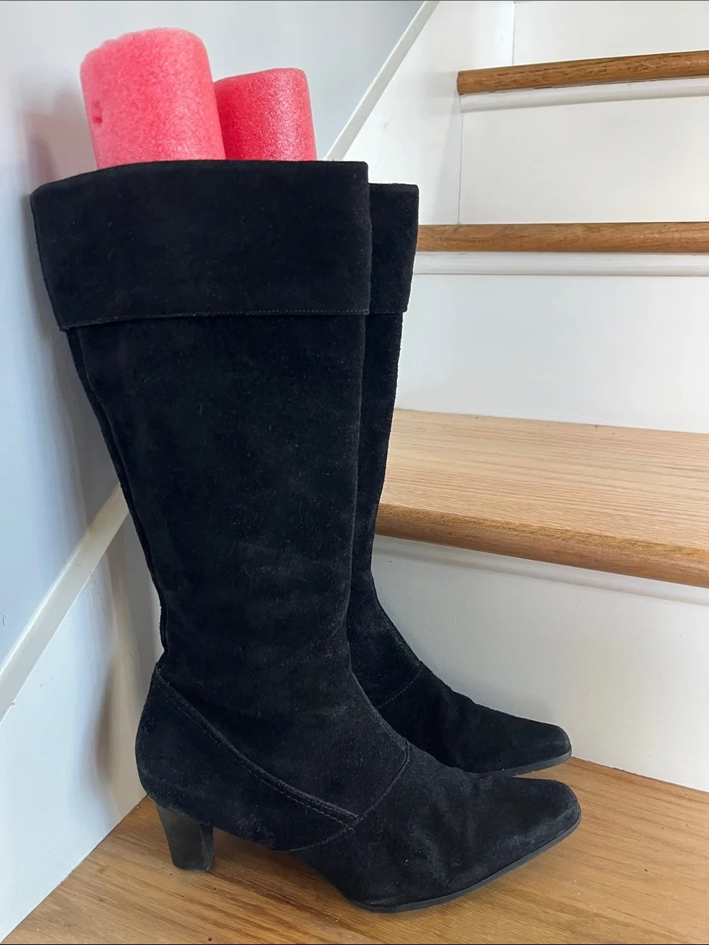 Black Suede Knee-High Women's Boots